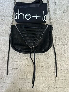She + Lo Black Chain Strap Crossbody Bag